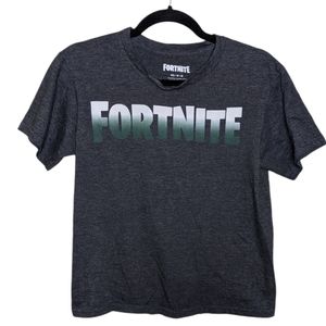 Fortnite Gray Logo T-Shirt Size M 🎮🖤